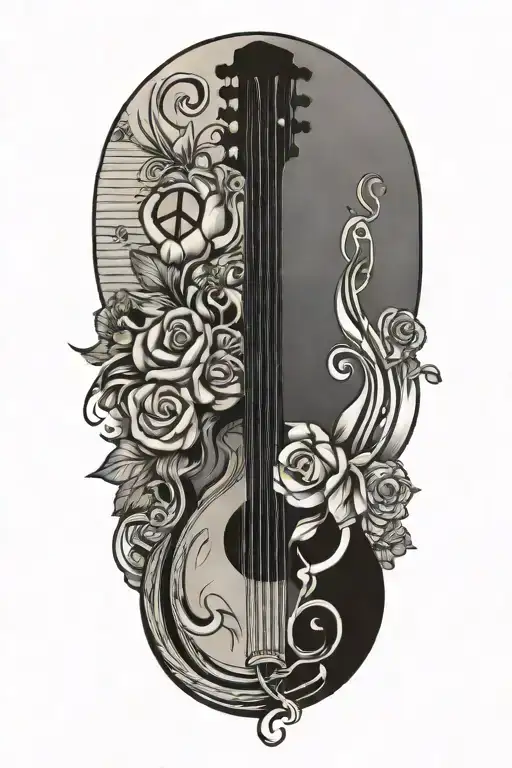 Music Peace Love Travel Inspired Tattoo Design