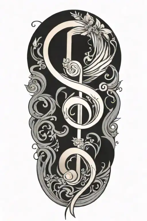 Music 8Th Note And Peace Inspired Tattoo Design