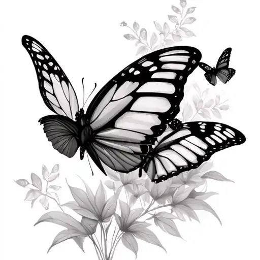 Butterflies Flying Among Nature