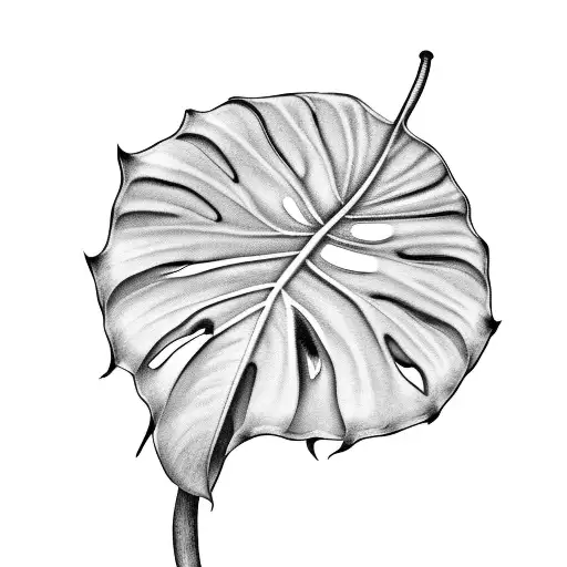 A Detailed Botanical Illustration Of A Monstera Leaf