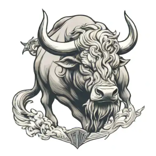 A Fierce-looking Bull With A Mane Wearing A White Shield
