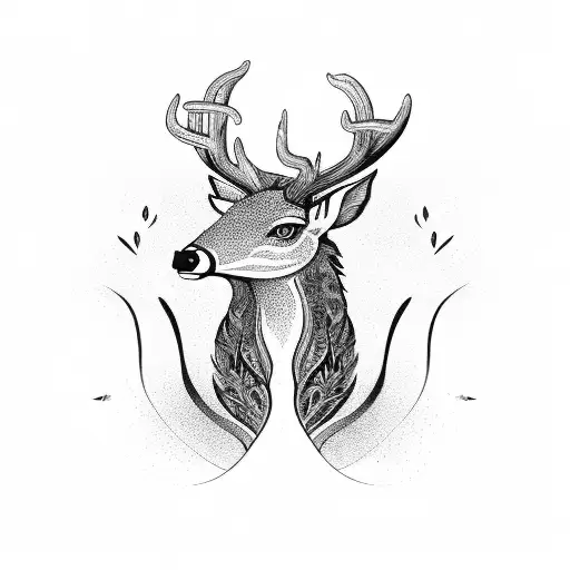 Mazatl Deer In Black-grey Style