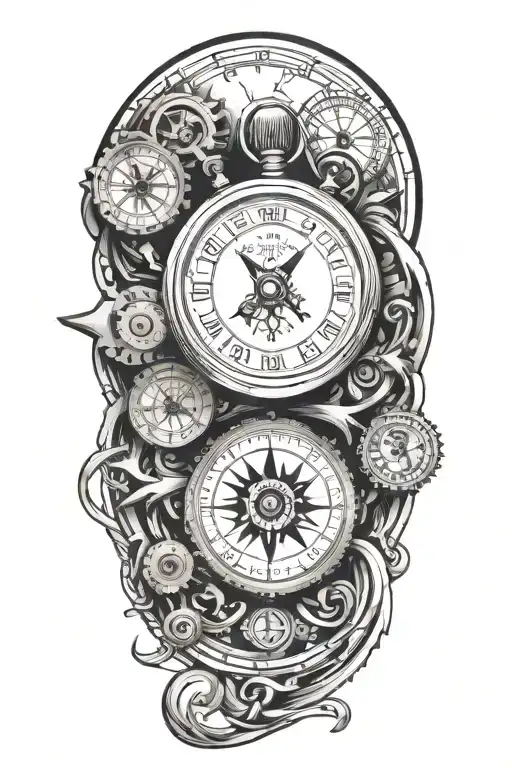 Stopwatch And Compass With Scroll