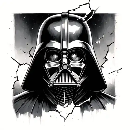 Darth Vader Helmet That's Broken With A Skull On The Inside