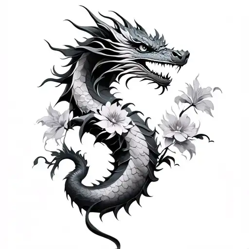 Dragon Wrapped With Flowers