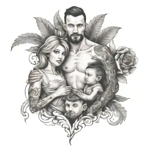 Family Of 3 Mom Dad Son Full Body