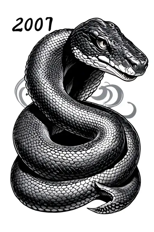 Snake Making A Shape Of 2001 Birth Year