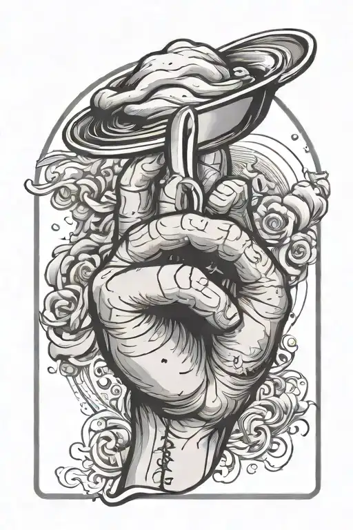 A Tattoo Of A Chef's Hand Holding A Spoon With The Word 'Independence' Written In Steam Above It