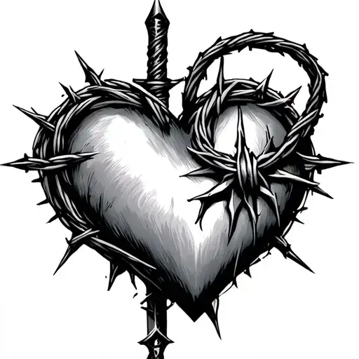 Heart Dagger Barbed Wire