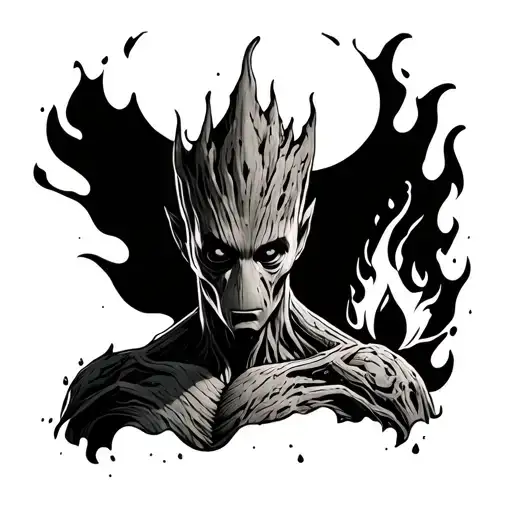 Combination Of Groot With 4 Elements Earth Water Air And Fire