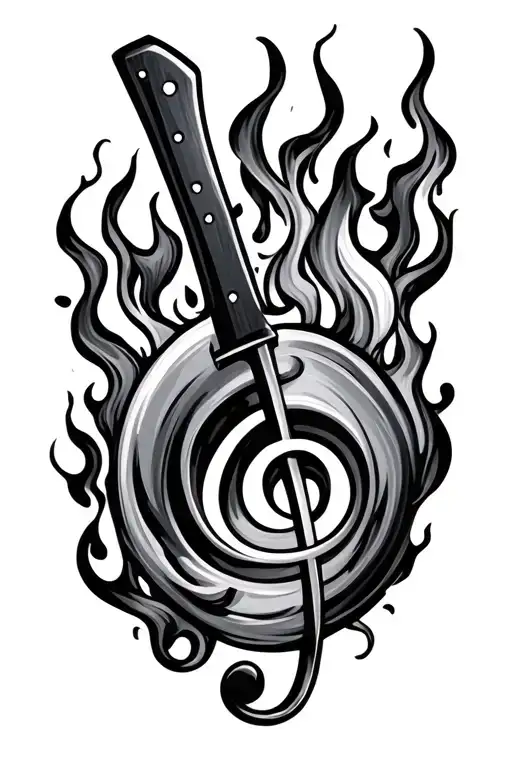 Chef Knife Fire And Bass Clef
