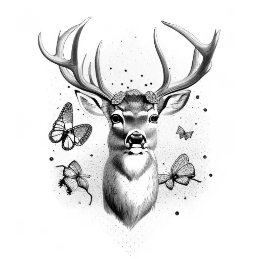 Deer Antlers And Butterflies