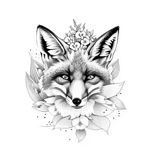 Fox With Flowers