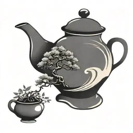 Bonsai Tree Growing Out Of Teapot