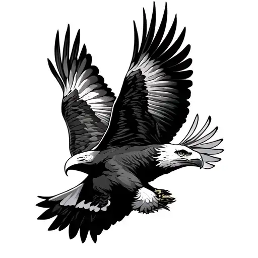 Soaring Eagle With Mountains