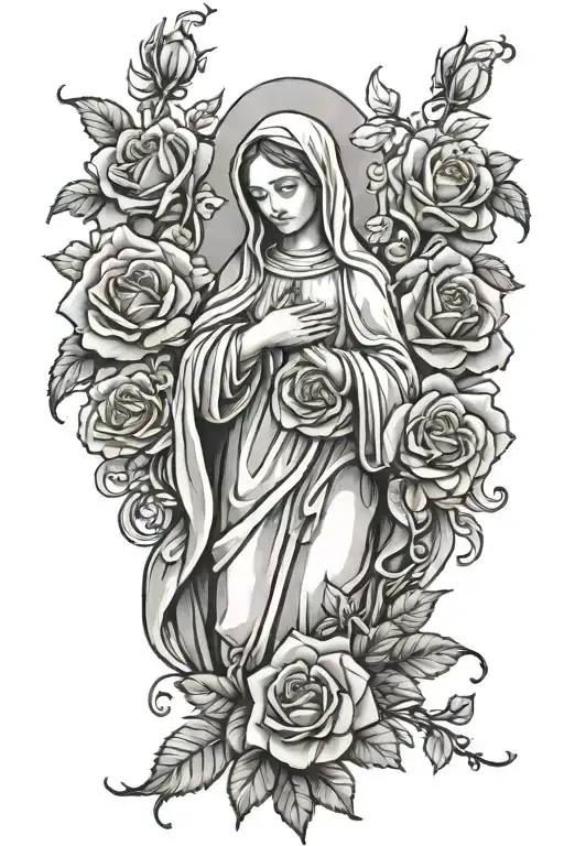 Roses And Virgin Mary Praying