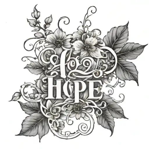 The Word 'Hope' Intertwined With Delicate Vines And Flowers