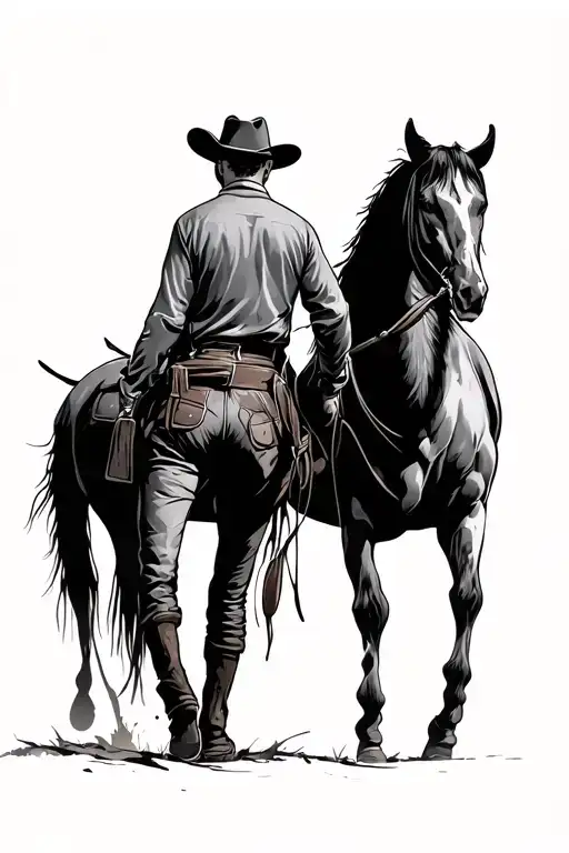 Backview Cowboy Walking