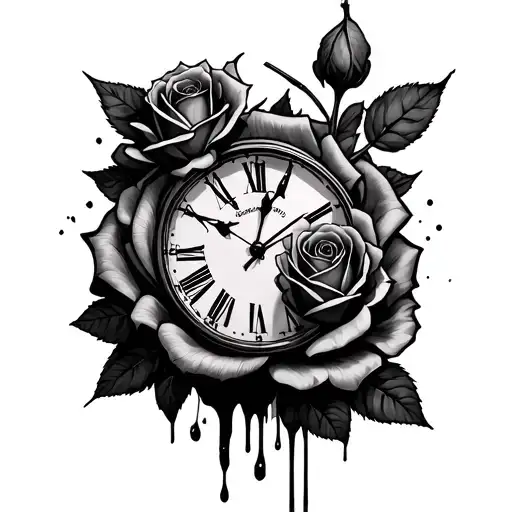 Brillut And Rose With Clock And Blood