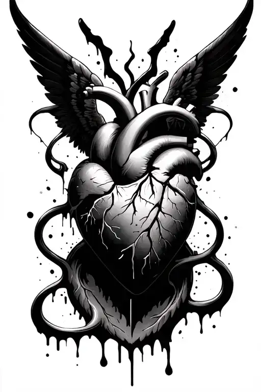 Shattered Heart Bleeding With Wings Hugged With Cancer Loop
