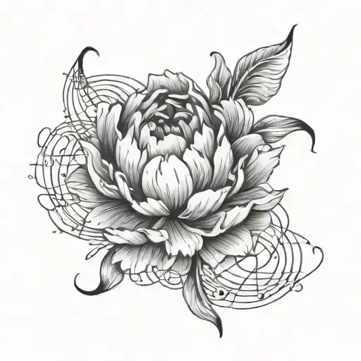 Music Notes Forming The Shape Of A Peony Flower At Sunset