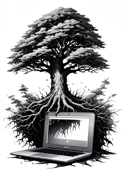 Tree Coming Out Of A Laptop The