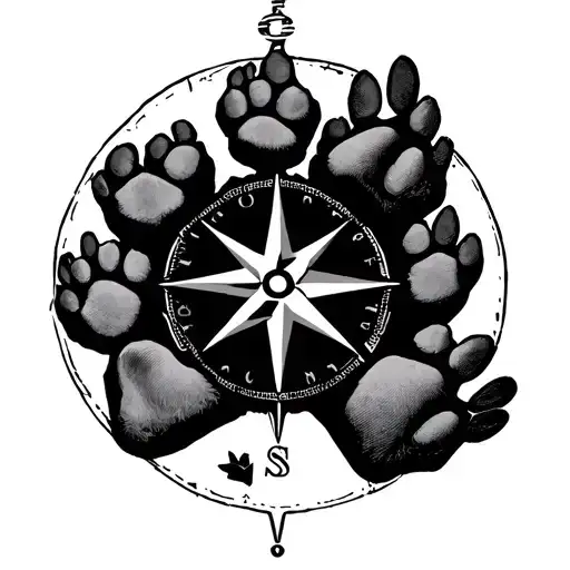 Map View Denmark A Compass And Four Dog Paws