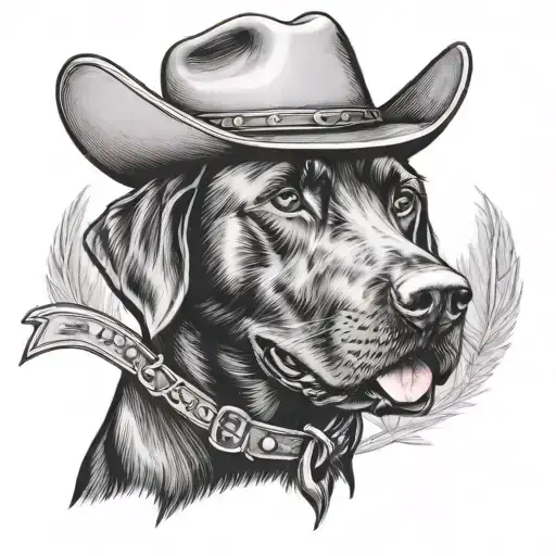 Black Labrador Retriever Wearing A Cowboy Hat