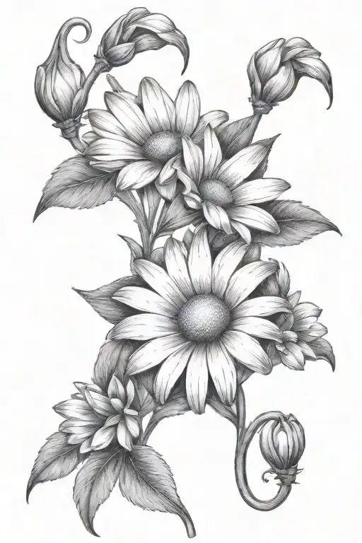 Daisy Flowers With Sweat Pea Flower