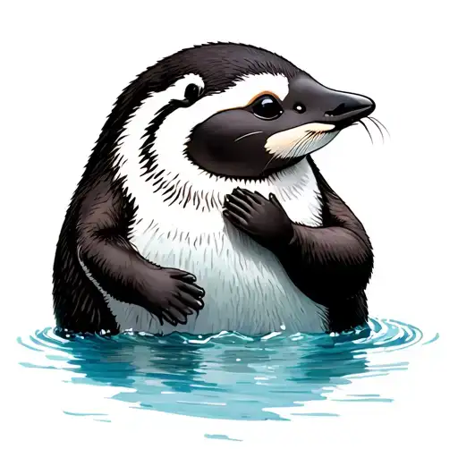 Penguin And Otter Playing