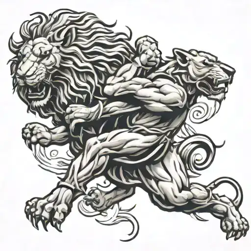 Gladitor Fighting Lion