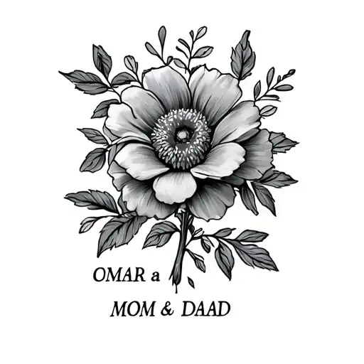 A Vien Of Flower On The Wrist And Mom Dad Name Incorporated