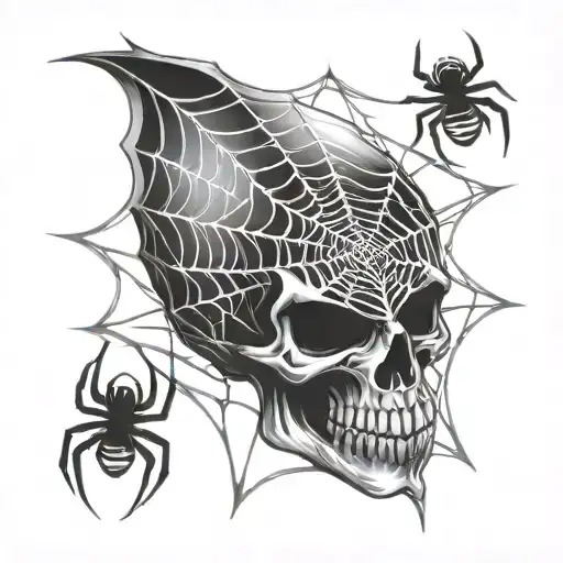 Spiderweb With Spider And Skull