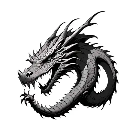 Half The Dragon That Claws On A Vertical Wall