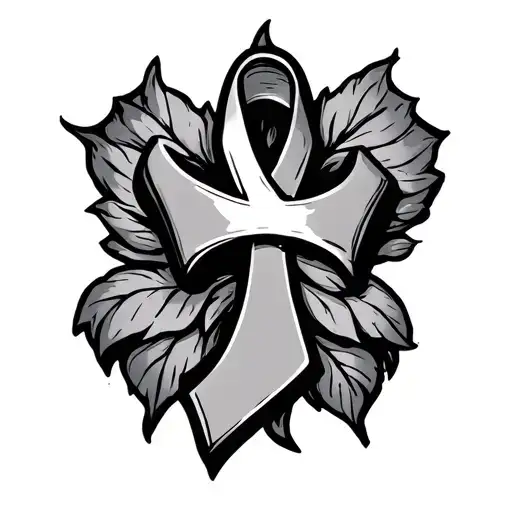 Cancer Ribbon And Cross