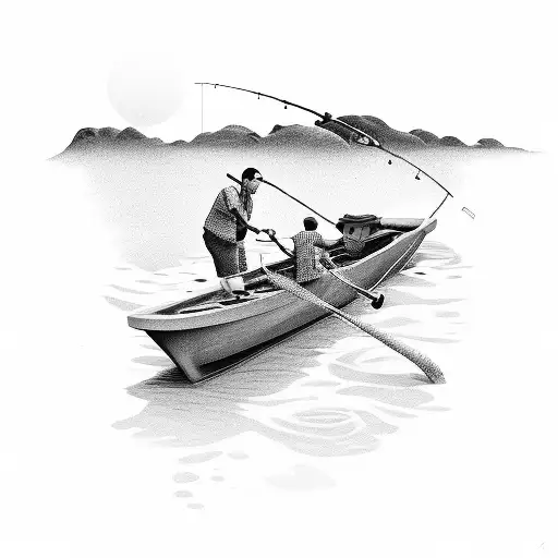 Man Fishing With Son