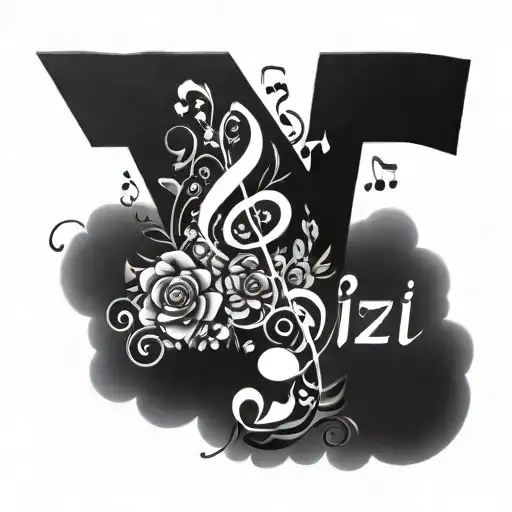 The Name Izi Written Surrounded By Flowers Music Notes Floating
