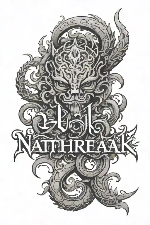 Writing Of Word 'Natharak' Written Showing Fearlessness