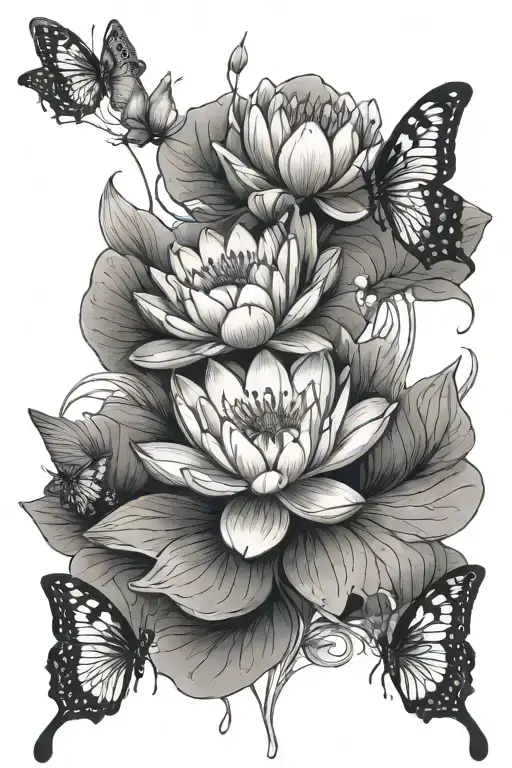 Water Lily Flower Poppy Flower Butterflies Fluttering