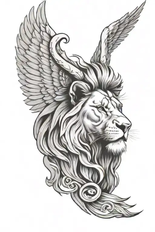 Lion Head And Wings Spread Wide