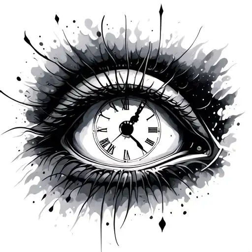 Eye With Clock Inside Surrounded