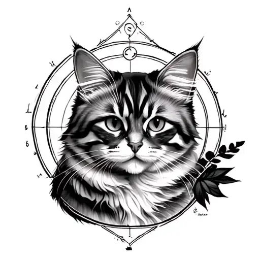 Make A Tattoo With A Siberian Cat In A Tryskell And The 5 Elements