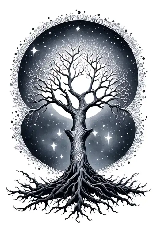 Tree Of Life In A Galaxy Filled With Stars Orbit Traced