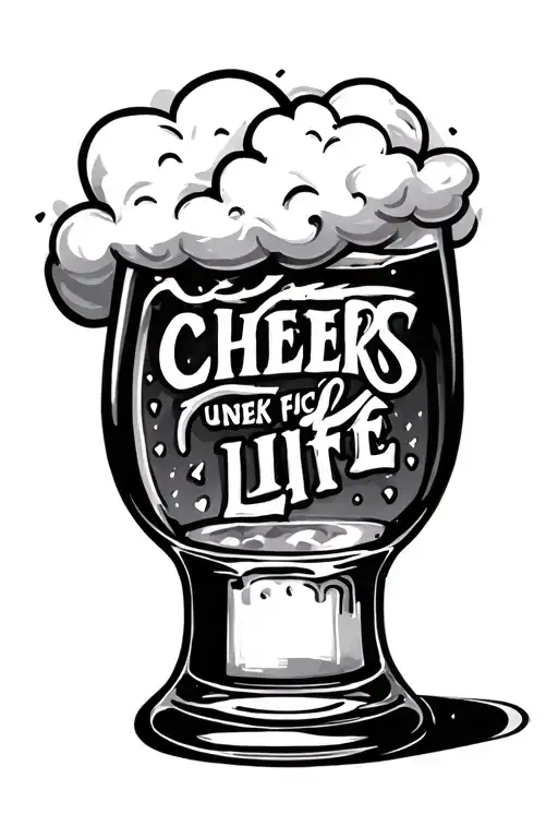 Shots Glass Cheers Under With A Fuck Life Cloud Above The Glass