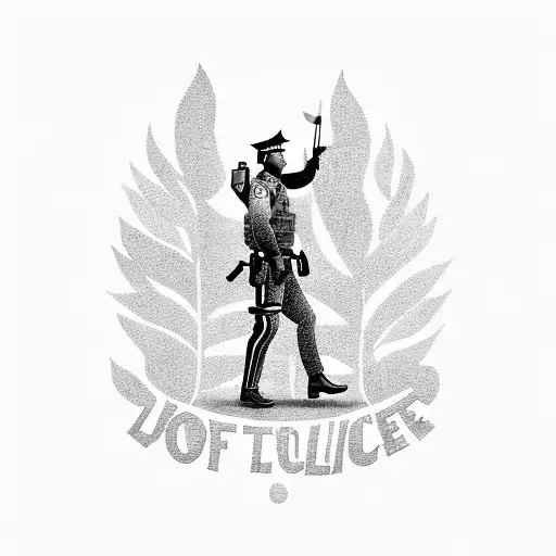 A Silhouette Of A Police Officer Embracing A Tree With Family Names As Leaves