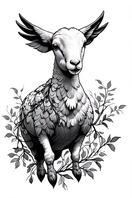 Lamb And Dove Covered In Vines