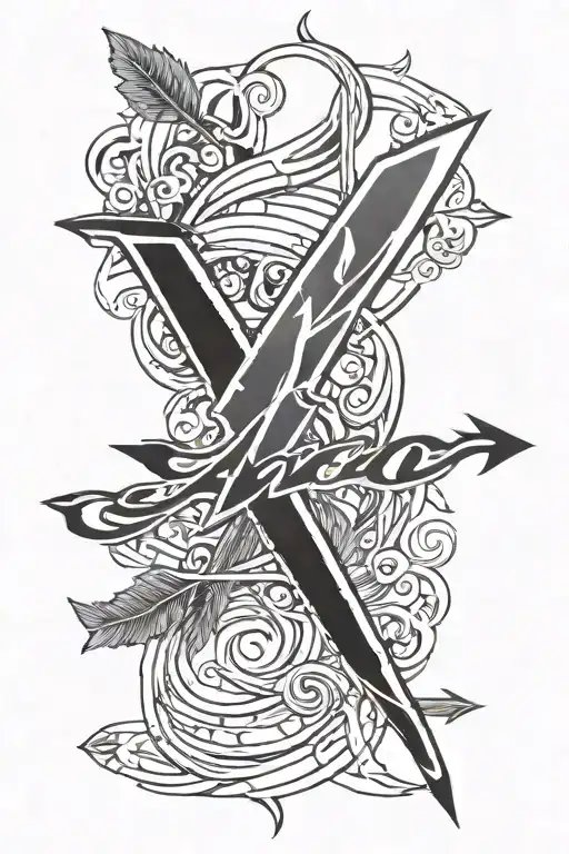 Script K With Arrow And Names Written Inside