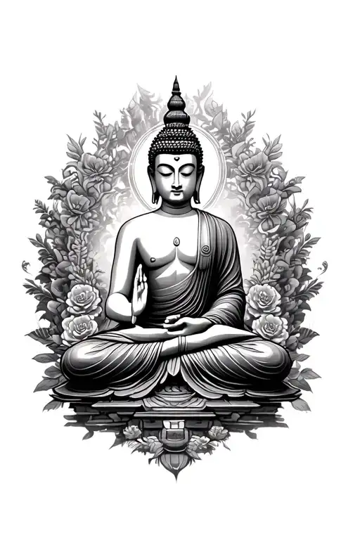 Bali Buddha With Surrounded Temple