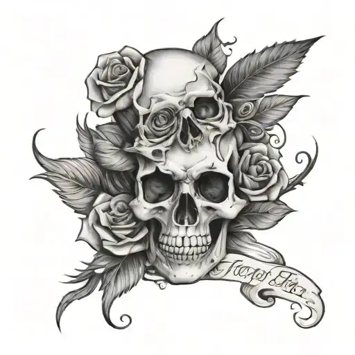 Skull And Rose With Tanya Written Inside Representing The Client's