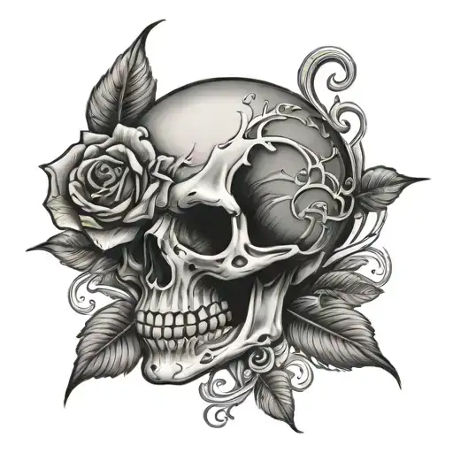 Skull And Rose With Tanya Written Inside Surrounded